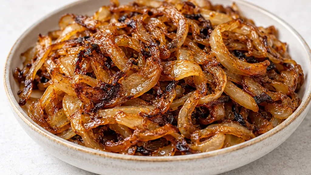 Crispy Caramelized Air Fryer Onions - Discover the best air fryer onions recipe! Perfectly caramelized and crispy in under 20 minutes. An easy side dish that's