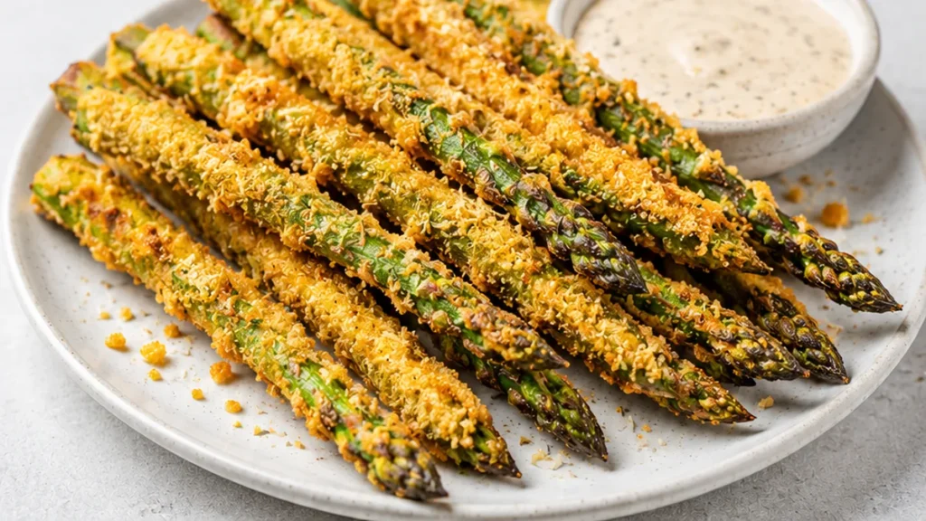 Crispy Air Fryer Asparagus Fries - Asparagus fries: Try this best crispy air fryer recipe for a healthy and delicious snack. Easy to make in under 20 minutes, p