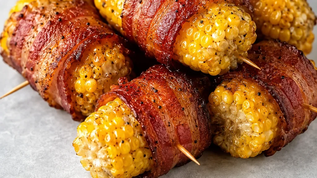 Bacon-Wrapped Corn Explosion! - bacon corn - Discover the best air fryer bacon corn recipe! Easy to make, incredibly crispy and flavorful. Perfect for a quick s