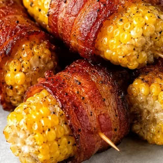 Bacon-Wrapped Corn Explosion! - bacon corn - Discover the best air fryer bacon corn recipe! Easy to make, incredibly crispy and flavorful. Perfect for a quick s