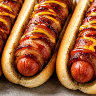 Ultimate Bacon-Wrapped Hot Dogs - Crispy & Juicy! - bacon hot dogs - Discover the ultimate bacon hot dogs recipe! Air fry to crispy, juicy perfection in minutes