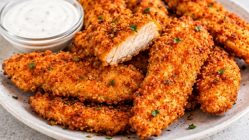 Crispy Air Fryer Chicken Strips: SO EASY! Discover the BEST way to make crispy chicken strips in the air fryer! Easy, quick, and delicious. Perfect for a fast m