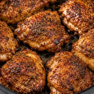 Juicy Air Fryer Chicken Thighs Recipe! Discover the best chicken thighs recipe! Perfectly juicy and crispy in the air fryer in under 20 minutes. Easy weeknight