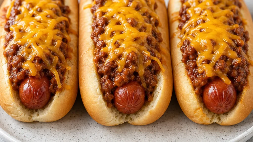 Craveable Chili Cheese Dogs in the Air Fryer! Chili cheese dogs: Make the best air fryer chili cheese dogs in just 15 minutes! Crispy hot dogs, melty cheese, an