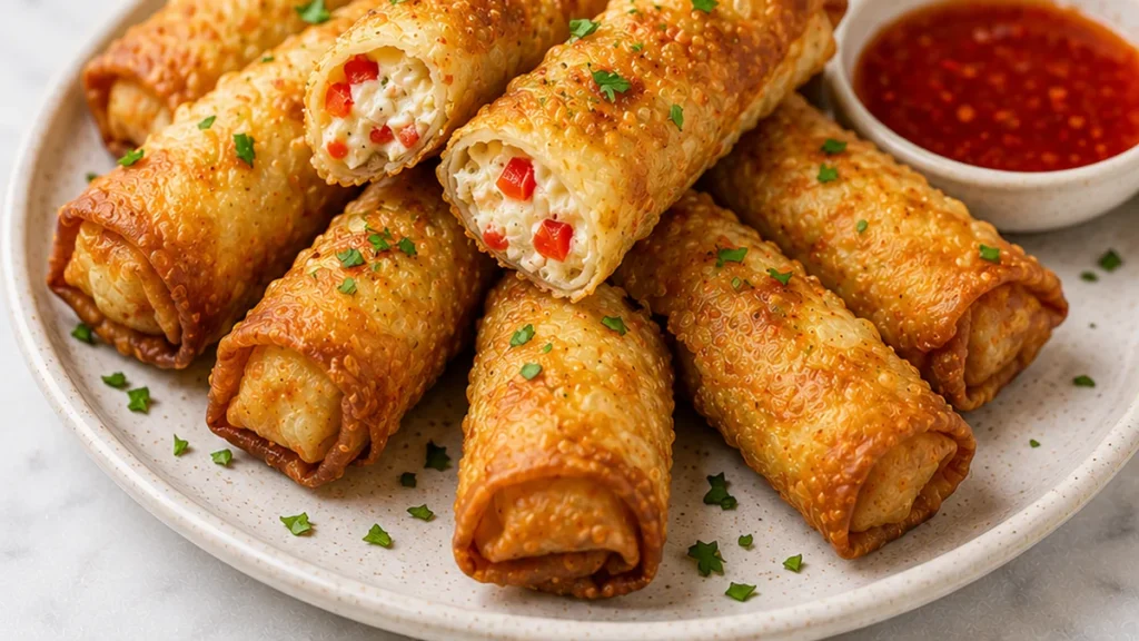 Crispy Air Fryer Feta Rolls - Easy Snack! Discover our crispy feta rolls! Easy air fryer recipe with feta, bell pepper, and cream cheese. Perfect appetizer read