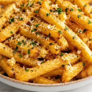 Crispy Garlic Parmesan Fries - Air Fryer Recipe - garlic fries