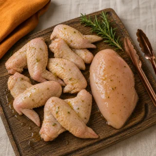 Bowl of crispy air-fryer chicken wings with mahogany crackle skin and parsley garnish