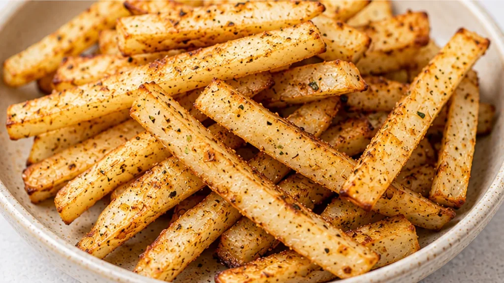 Crispy Air Fryer Jicama Fries - Discover the best keto jicama fries! This easy air fryer recipe delivers crispy, golden perfection in under 35 minutes. A health