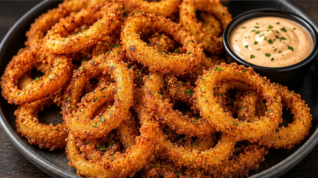 Crispy Keto Onion Rings: Guilt-Free Delight! Discover the best keto onion rings recipe! Crispy, golden, and guilt-free. Made with almond flour and pork rinds in