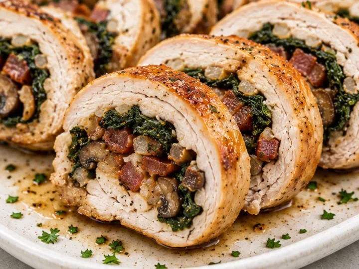Turkey Roll Magic: Bacon-Spinach Stuffed Perfection!