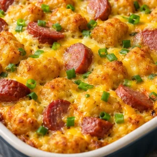 Crispy Tater Tot Breakfast Bake: Morning Bliss! - tater tot bake - Tater tot bake: Make this ultimate easy breakfast casserole in under 30 minutes. Crispy tater