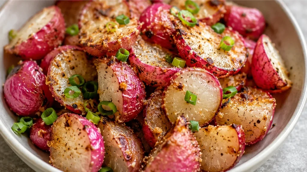 Crispy Air Fryer Radishes - Air fryer radishes: make this tender and crispy vegan side dish in under 15 minutes. A perfect, healthy snack or addition to any mea