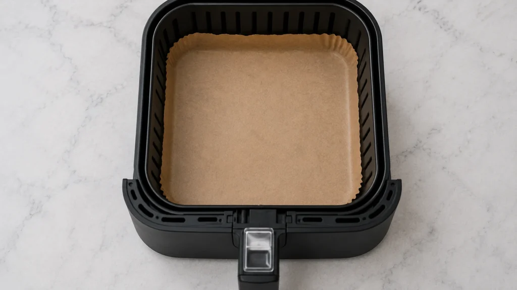 Can parchment paper go in an air fryer, beautifully styled overhead food photograph