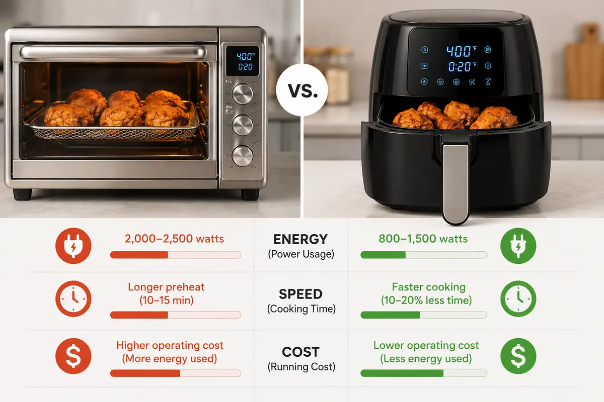 Energy, Speed, and Cost Convection oven versus air fryer — Energy, Speed, and Cost