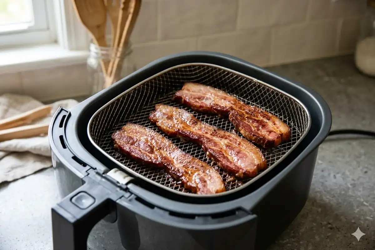 Cooking bacon in air fryer — Thick-cut bacon needs a different mindset