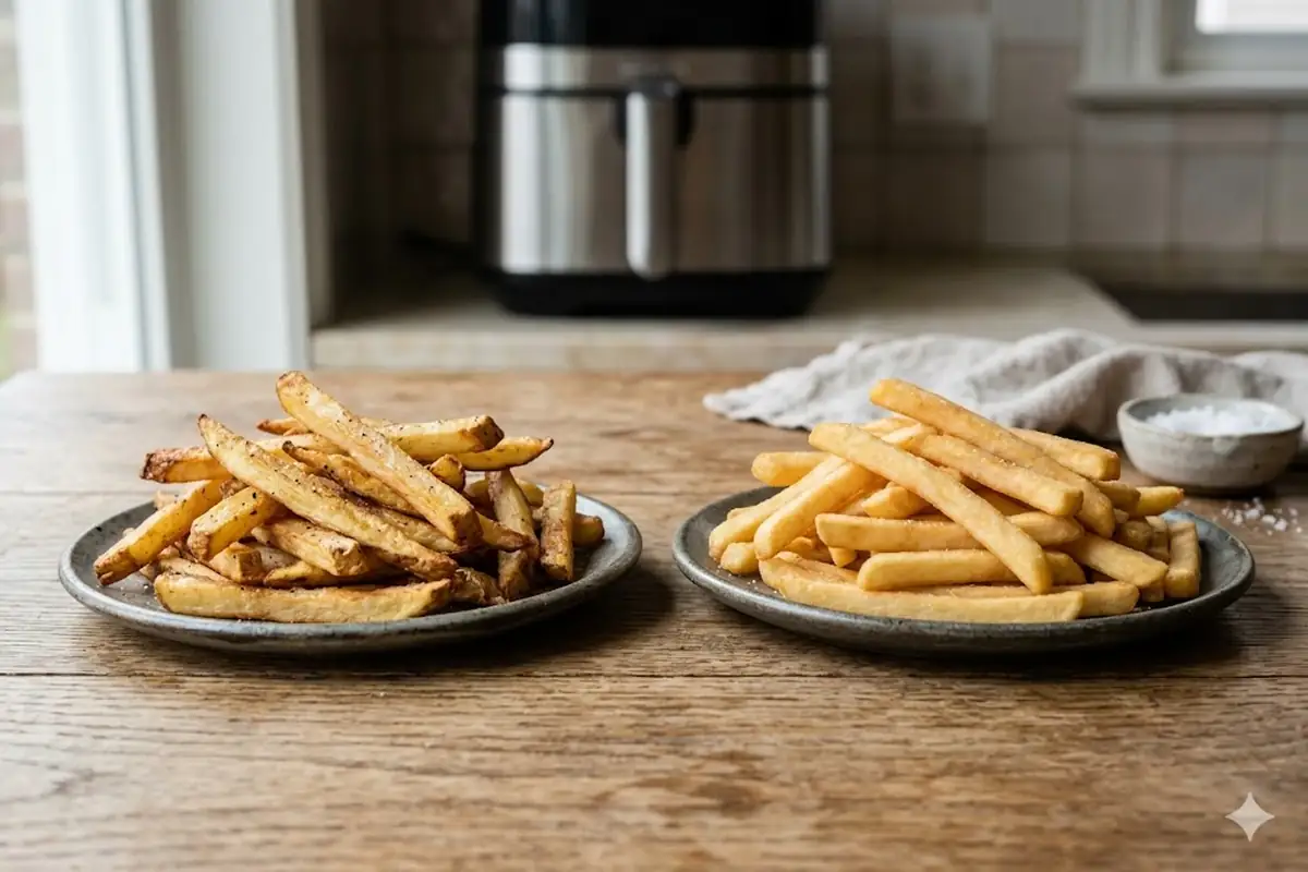 Fresh vs Frozen Fries Cooking french fries in an air fryer — Fresh vs Frozen Fries