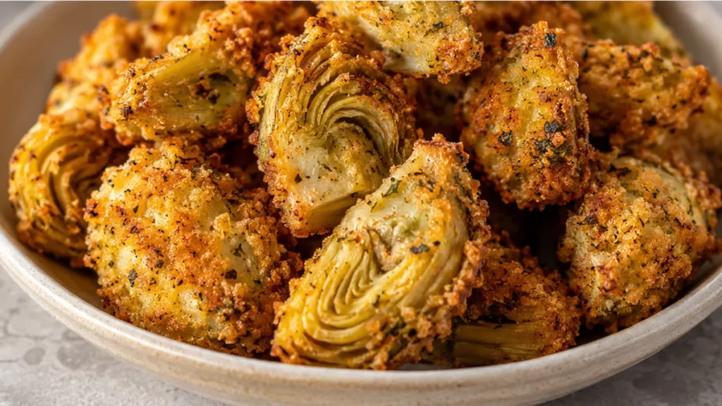 Crispy Fried Artichoke Hearts Snack - Fried artichoke hearts: make this amazing crispy snack in minutes using your air fryer or skillet. Perfect for appetizers