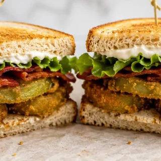 Crispy Fried Green Tomato BLT - A Vegan Dream! Fried green tomato BLT: whip up this incredible vegan sandwich with crispy fried green tomatoes and savory seitan