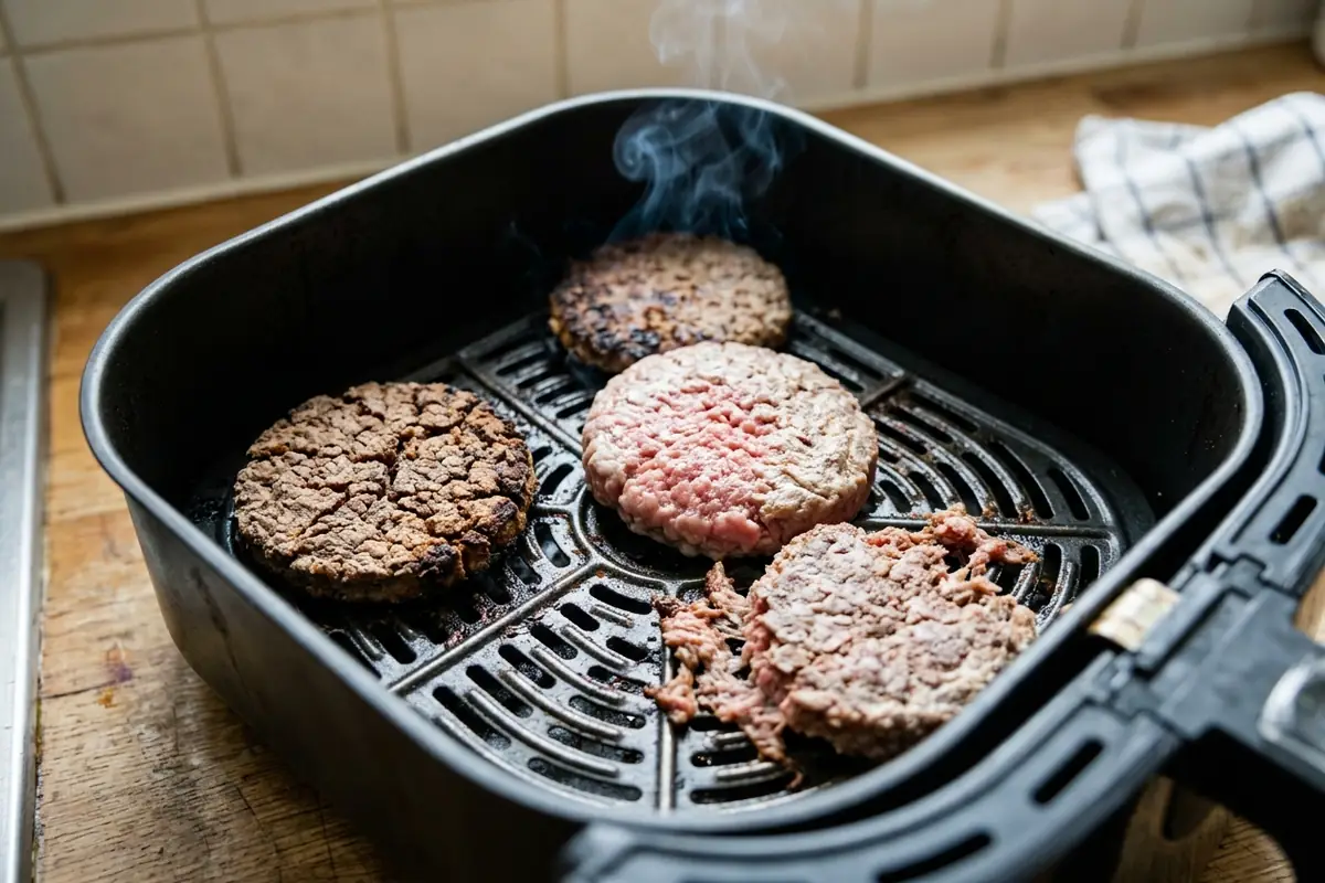 Frozen burgers in air fryer — Troubleshooting: Dry, Raw, Stuck, or Smoking