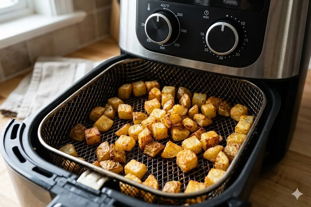 Frozen diced potatoes in air fryer — Temperature and Time