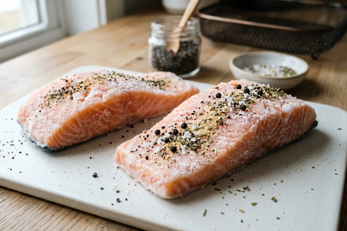 Seasoning frozen salmon so flavor actually sticks Frozen salmon in air fryer — Seasoning frozen salmon so flavor actually sticks