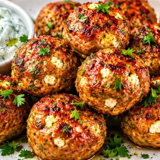🇬🇷 Viral Greek Meatballs: Feta & Tzatziki Bliss! Greek meatballs: Make the best air fryer recipe in 25 minutes! Juicy, feta-filled meatballs with creamy tzatzik