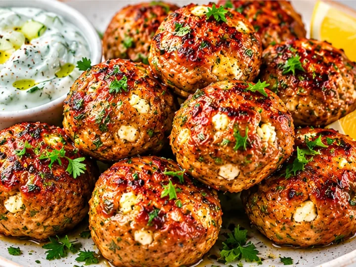 🇬🇷 Viral Greek Meatballs: Feta & Tzatziki Bliss!