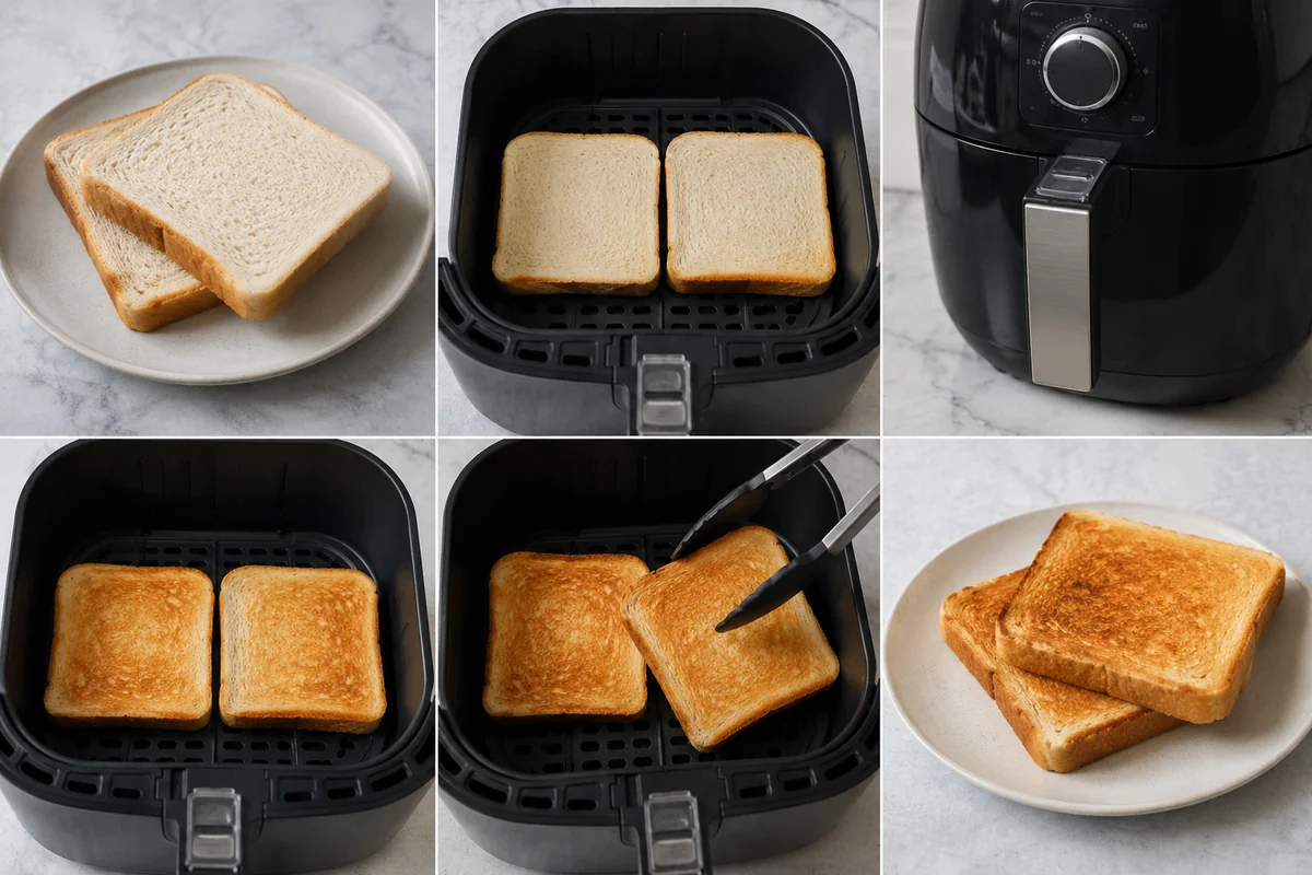 Making toast in air fryer — The basic method, step by step