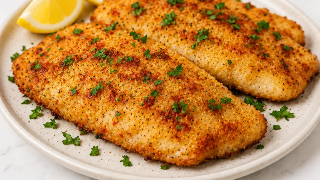 Crispy Parmesan Fish: Air Fryer Magic! Parmesan fish: Make this easy air fryer recipe in under 25 minutes! Crispy, garlicky, and perfectly cooked white fish wit