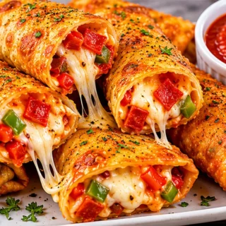 Crispy Pizza Egg Rolls: Game Day MVP! Pizza egg rolls: Make the best crispy, cheesy, pepperoni pizza egg rolls in your air fryer! Perfect party appetizer or sna