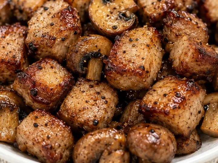 Crispy Pork Bites with Mushrooms