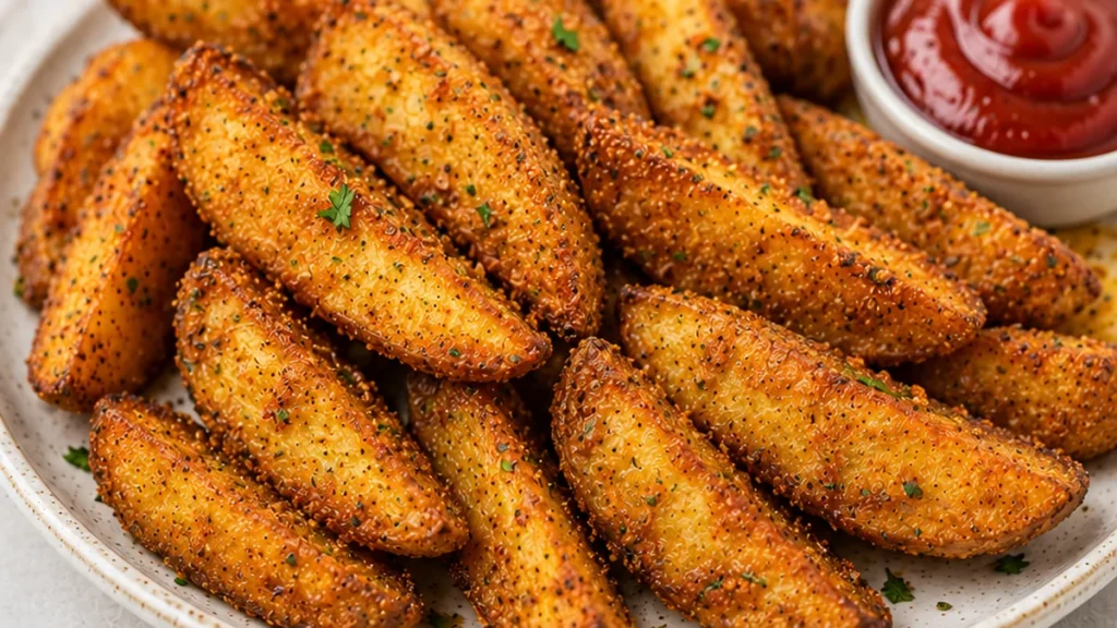 Crispy Potato Wedges: The ULTIMATE Air Fryer Hack! Potato wedges: make these crispy air fryer wedges in under 30 minutes. Uses a simple seasoned coating for ult