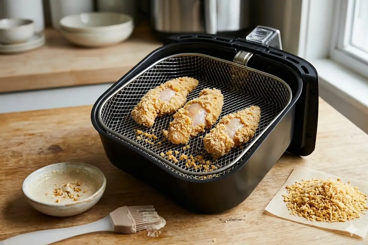 To cook chicken tenders in air fryer — What to do when the breading falls off