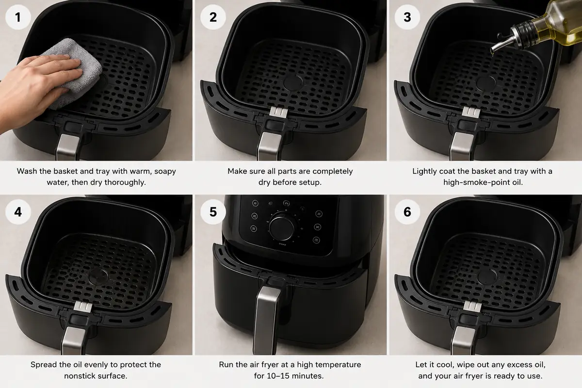 Using air fryer — Before Your First Cook: Setup and Seasoning