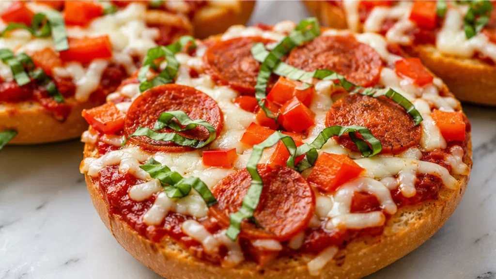 Speedy Vegan Pizza Bagels: Easy! Vegan pizza bagels: make these amazing mini pizzas in your air fryer or oven. Perfect for a quick, cheesy, and satisfying meal