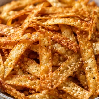 Crispy Air Fryer Wonton Strips for Salads - Wonton strips: cook these crispy, golden air-fried delights in minutes. Perfect for adding an amazing crunch to sala