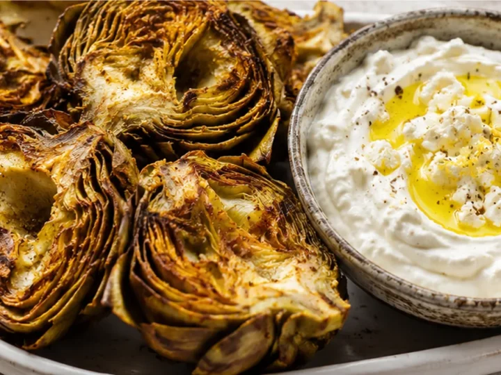 Crispy Air Fryer Artichokes with Feta Dip