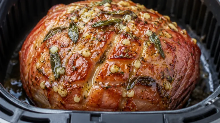 Juicy Air Fryer Ham: Garlic Herb Butter!