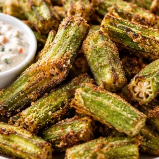 Crispy Air Fryer Okra Snack! Air fryer okra: cook this incredibly crispy and healthy snack in just 20 minutes. A simple, flavorful side dish perfect for any mea