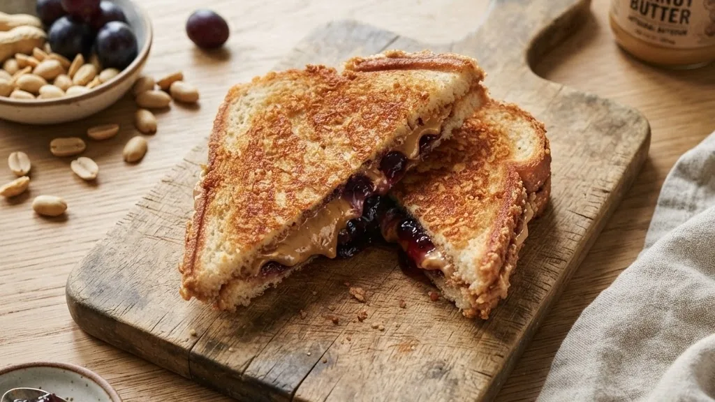 Editorial photo of Crispy Air Fryer PB&J Sandwich