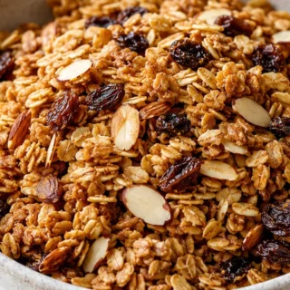 Crunchy Almond Granola: Morning Game Changer! Almond granola: bake this crunchy, flavorful breakfast in your air fryer. Perfect for a quick, healthy, and delici
