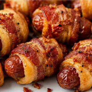 " Crispy Air Fryer Bacon Pigs in a Blanket - Bacon pigs in a blanket: master this easy Air Fryer recipe for crispy, savory party snacks. Perfect for any gather