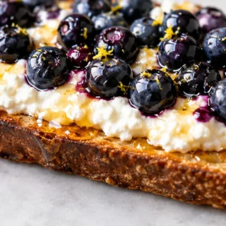 Crispy Air Fryer Blueberry Cottage Cheese Toast - blueberry toast - Blueberry toast: whip up this quick and easy air fryer recipe in under 10 minutes. Perfect f
