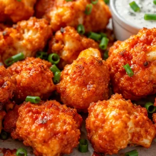 ️ Crispy Buffalo Cauliflower Bites - Buffalo cauliflower: master these crispy, spicy bites in your air fryer. Perfect for a healthy snack or appetizer, ready in