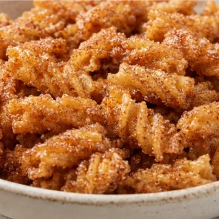 Crispy Churro Pasta Chips in Air Fryer - Churro pasta chips: make this easy, crunchy air fryer snack in just 20 minutes. A sweet and unique treat that's perfect