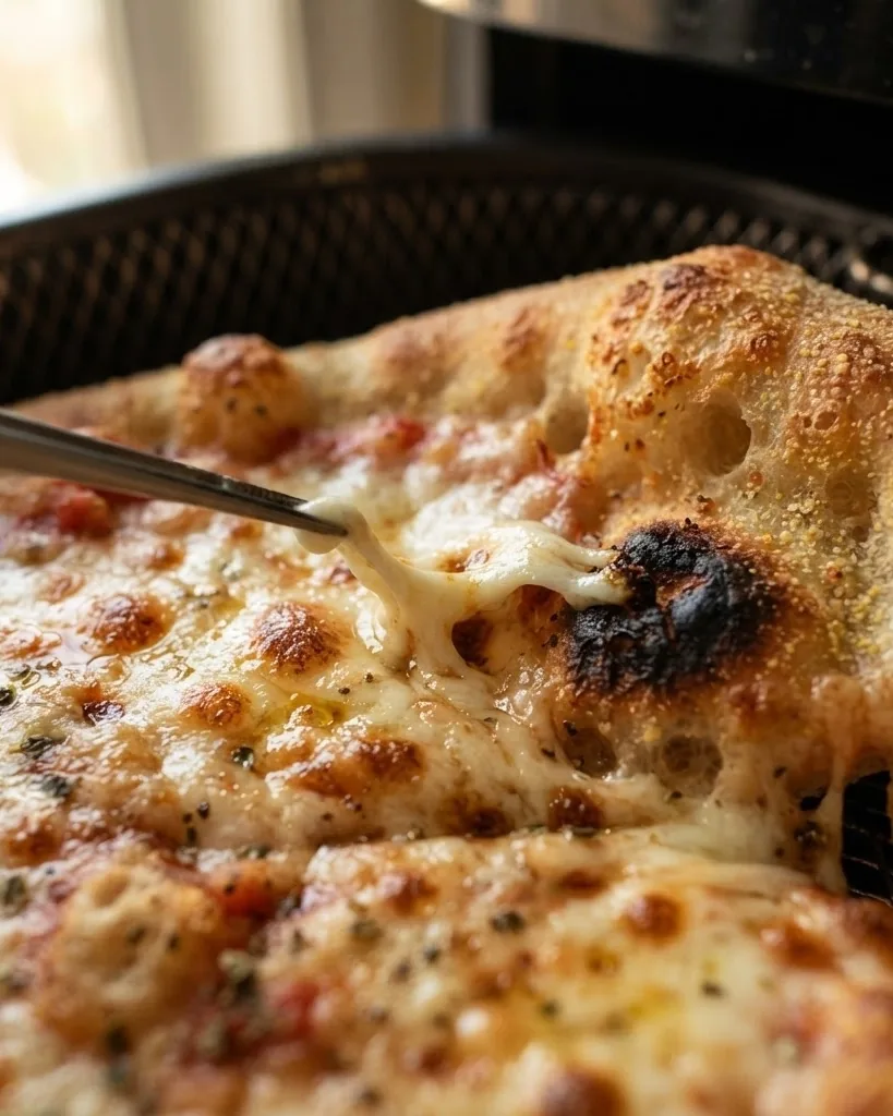 Detail view of fixing soggy, scorched, or flyaway-cheese pizza