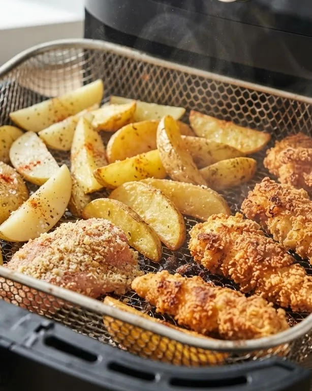 Close-up illustrating what actually happens inside the basket
