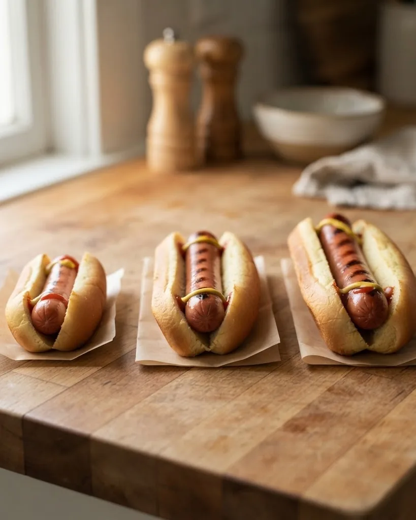 Close-up illustrating the short answer, by hot dog size