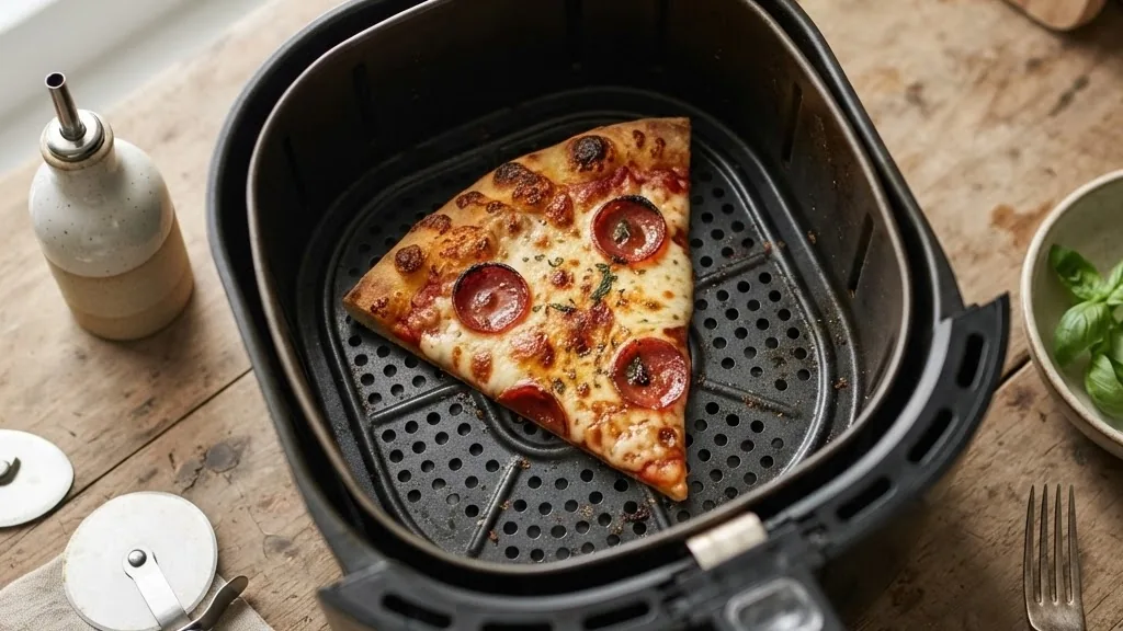 Editorial photo of how to reheat pizza in air fryer