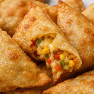Crispy Jalapeño Corn Samosas - jalapeno samosas - Jalapeno samosas: whip up these quick and crispy air-fried treats. Filled with spicy jalapeño, sweet corn, and